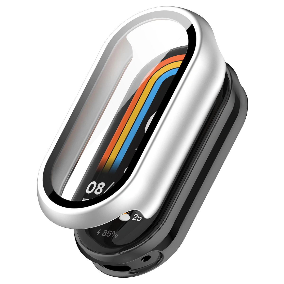 Wizualizacja nakładania etui Bizon Case+Glass Watch do Smart Band 10