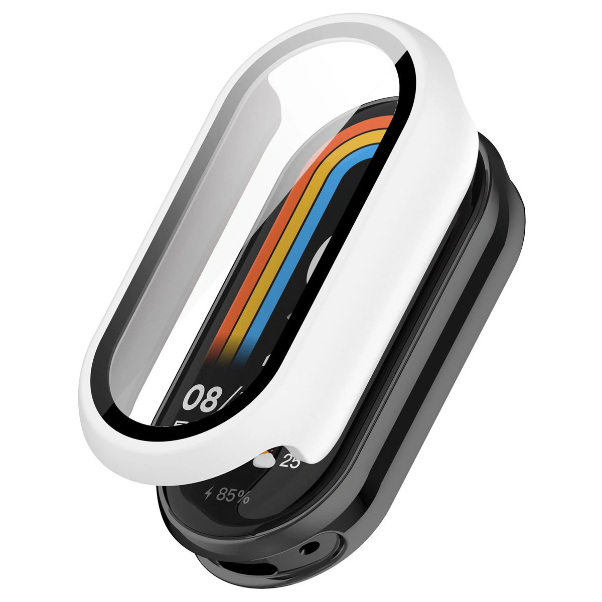 Wizualizacja nakładania etui Bizon Case+Glass Watch do Smart Band 10