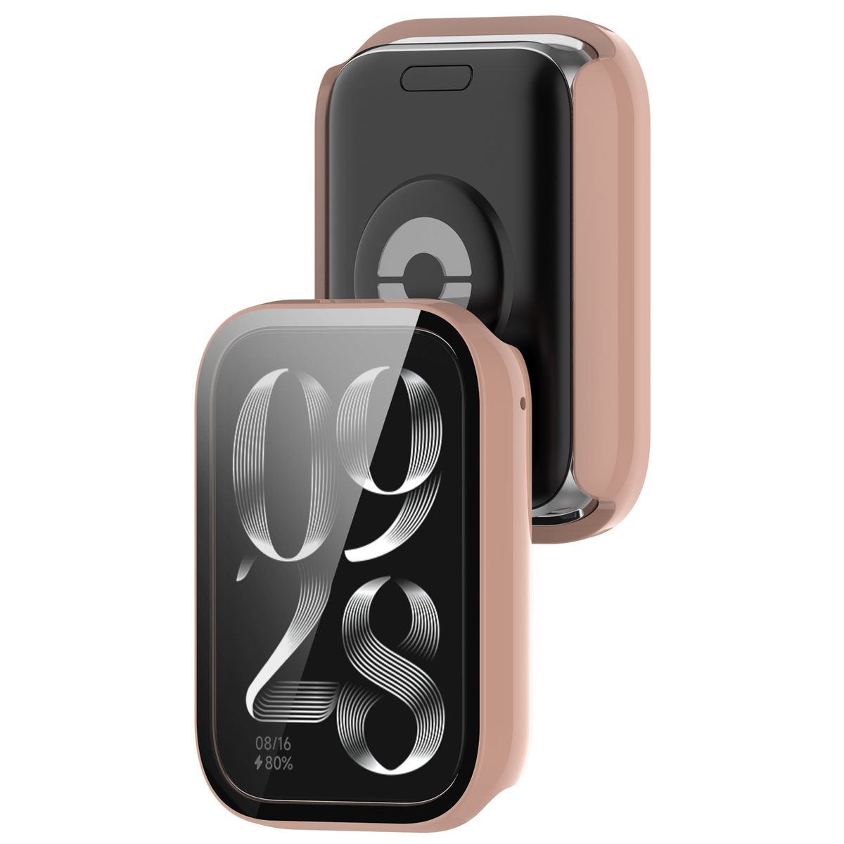 Case with glass for Bizon Case+Glass Xiaomi Mi Smart Band 9 Pro, pink