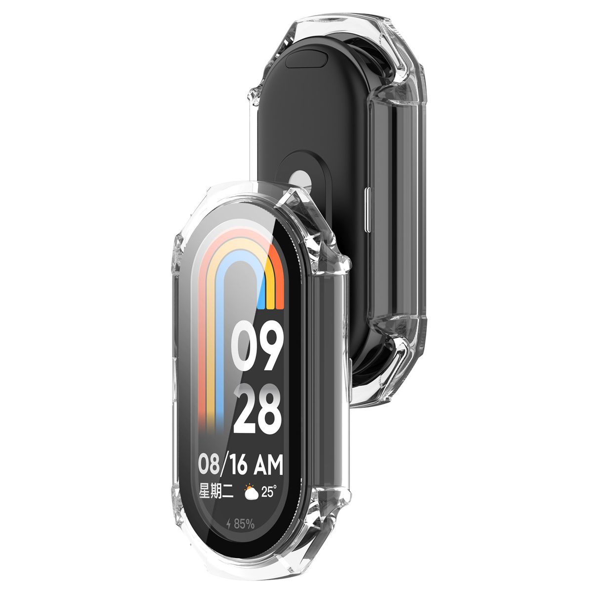 Husă cu sticlă pentru ceas Bizon Case+Glass Xiaomi Smart Band 9, transparent