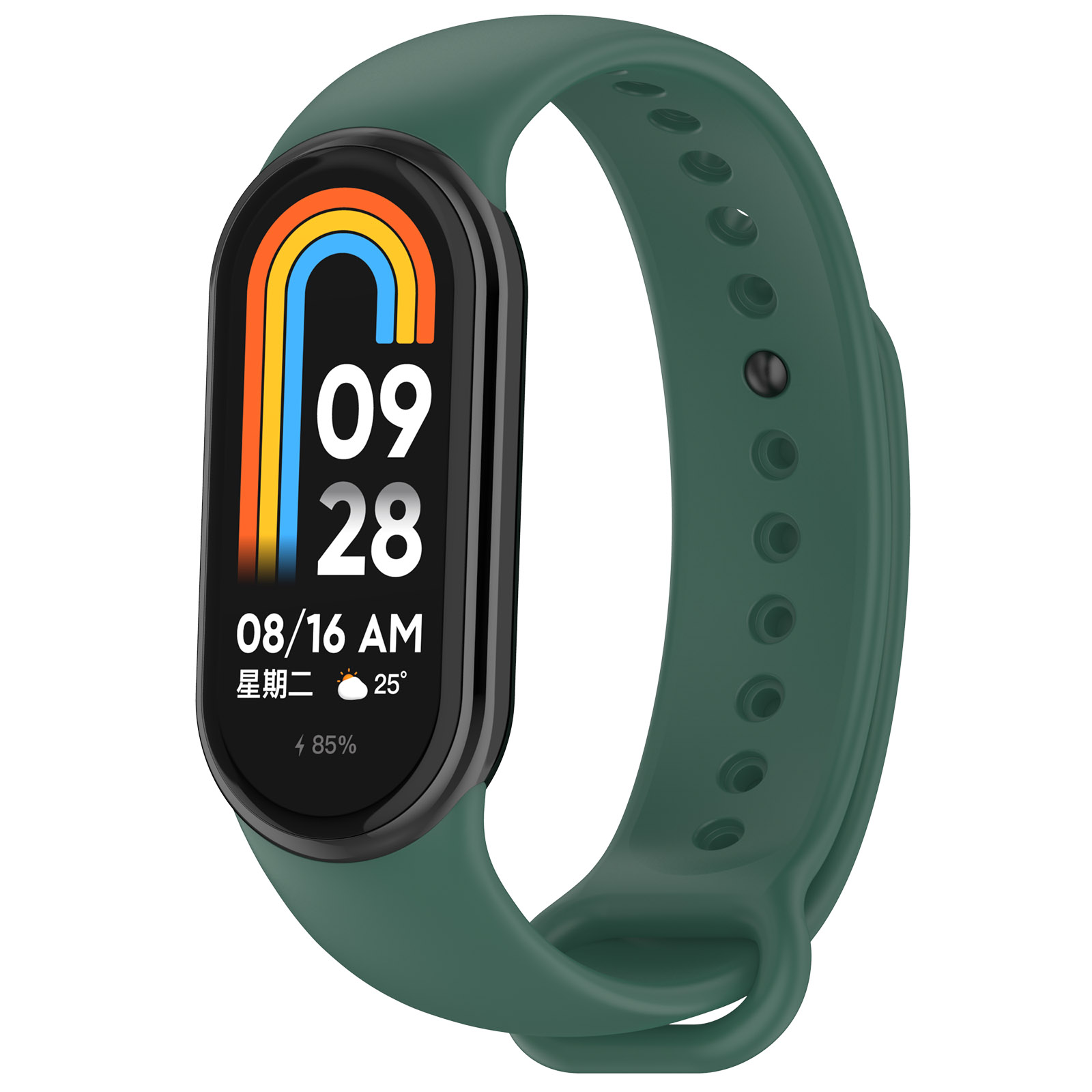 Brățara din silicon Bizon Strap Watch Silicone pentru Xiaomi Smart Band 9 / 9 NFC / 8, verde închis