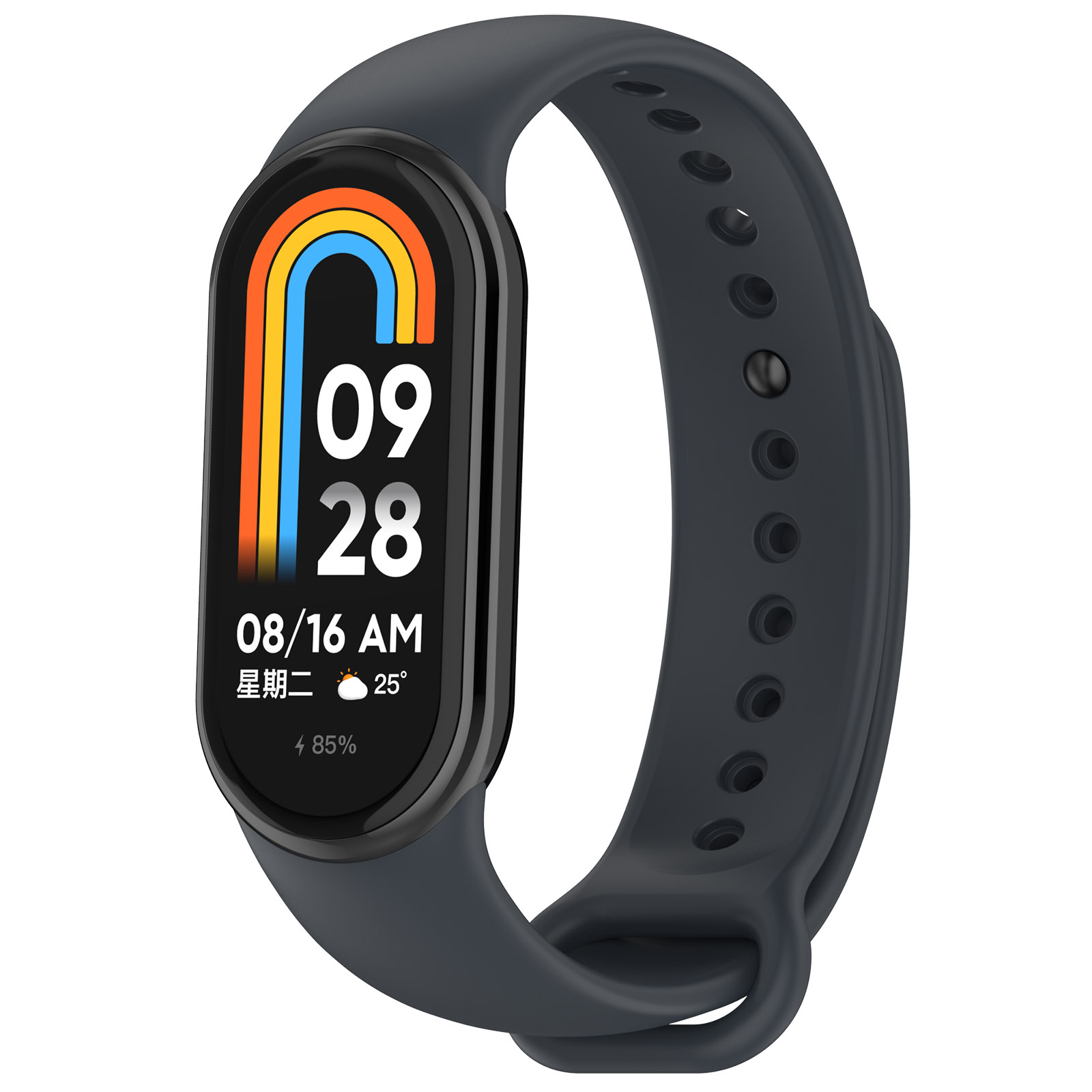 Brățara din silicon Bizon Strap Watch Silicone pentru Xiaomi Smart Band 9 / 9 NFC / 8, gri închis
