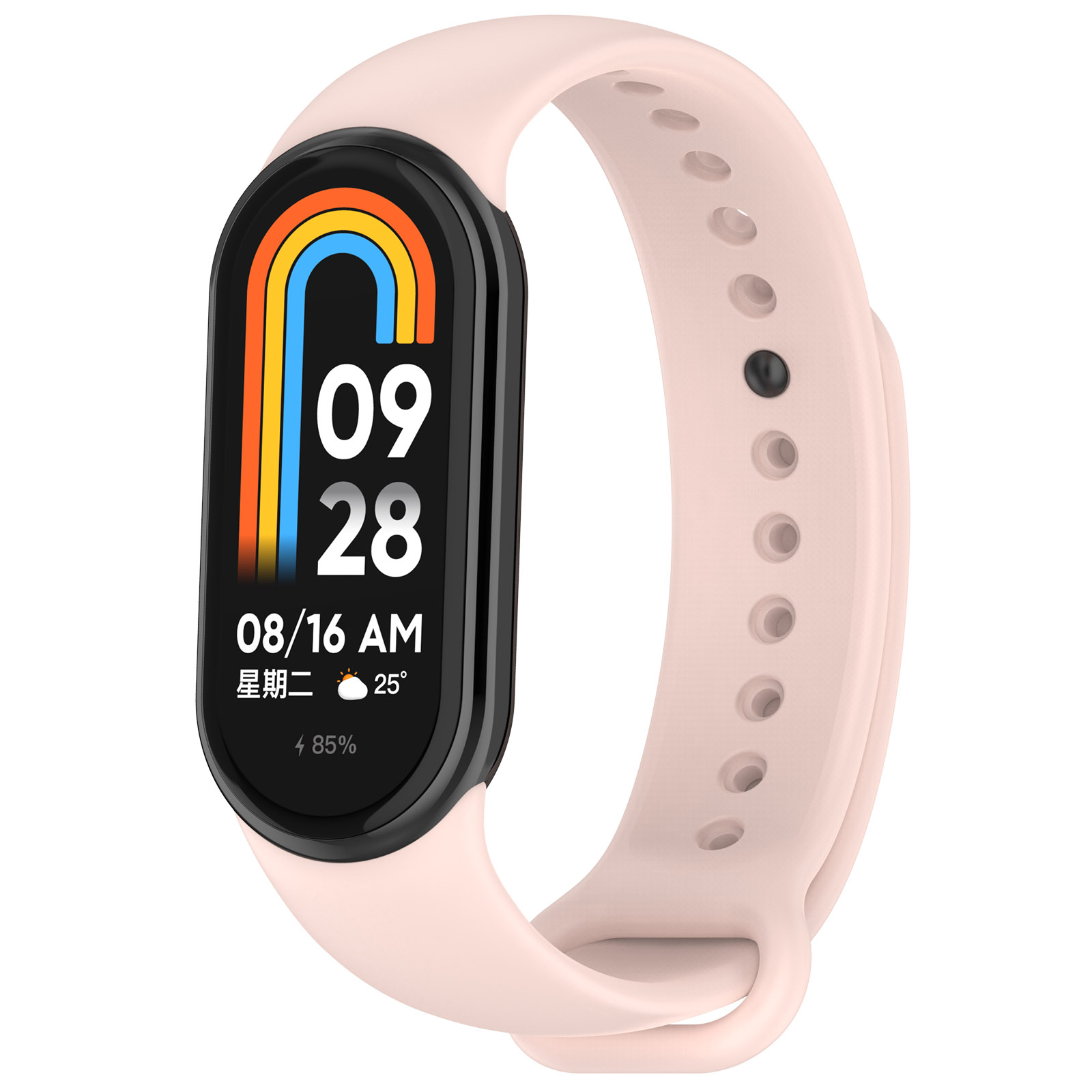 Brățara din silicon Bizon Strap Watch Silicone pentru Xiaomi Smart Band 9 / 9 NFC / 8, roz deschis