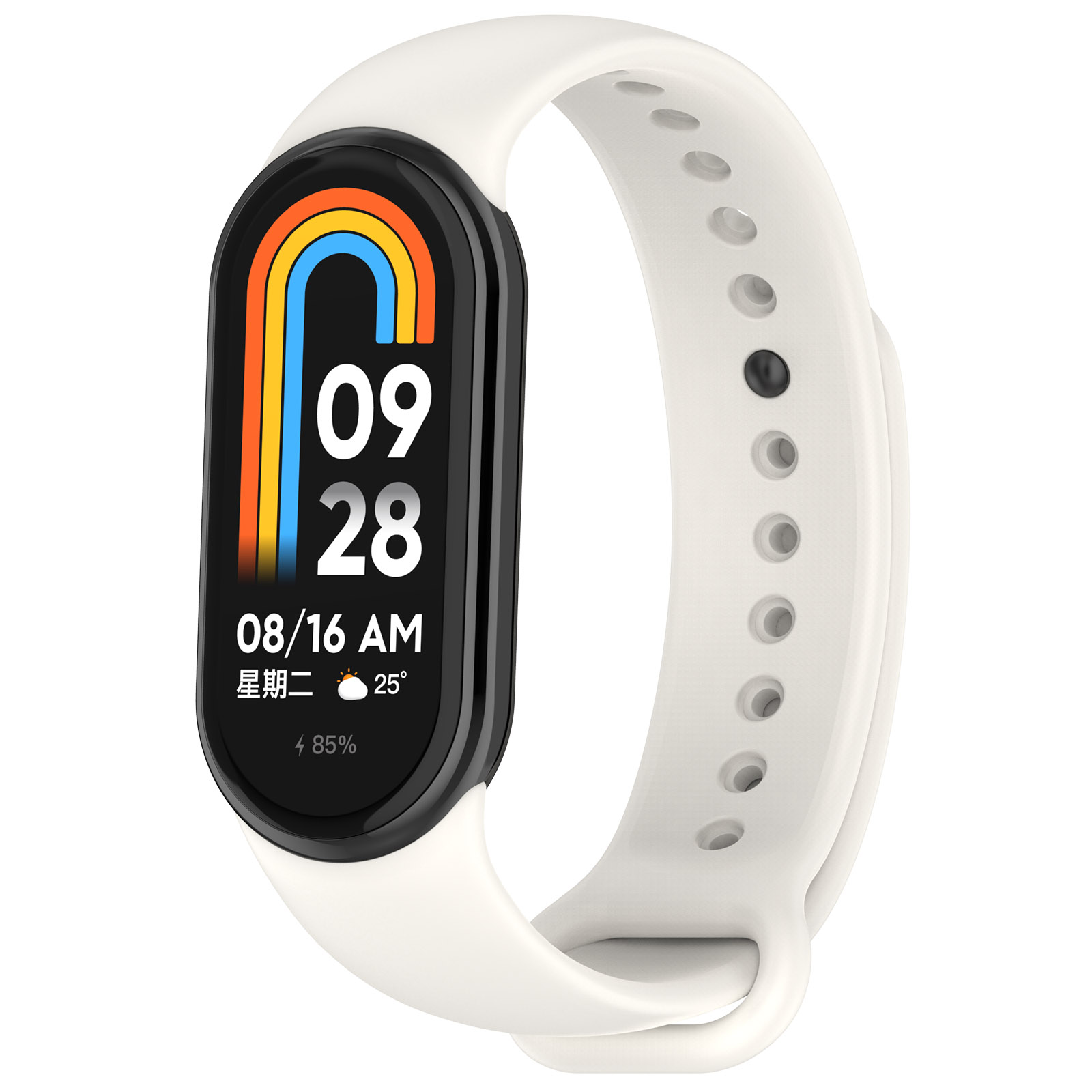 Brățară din silicon Bizon Strap Watch Silicone pentru Xiaomi Smart Band 9 / 9 NFC / 8, alb