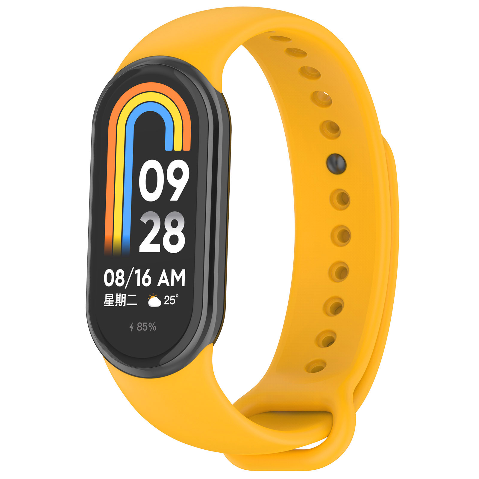 Brățara din silicon Bizon Strap Watch Silicone pentru Xiaomi Smart Band 9 / 9 NFC / 8, galbenă