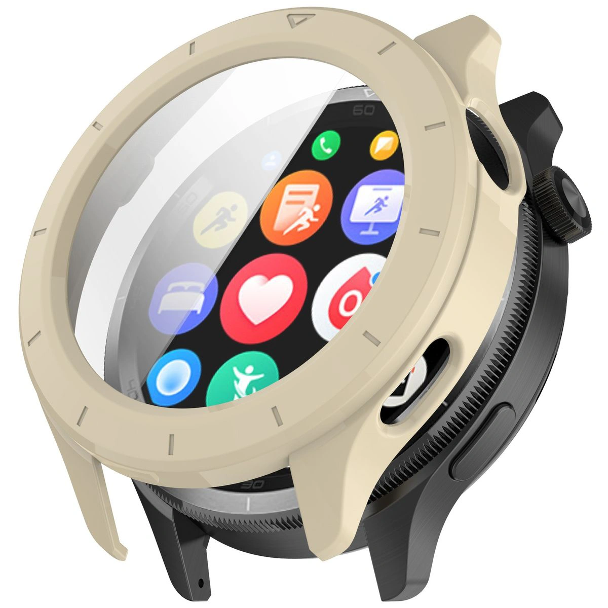 Wizualizacja nakładania etui Bizon Case+Glass Watch do Xiaomi Watch S4