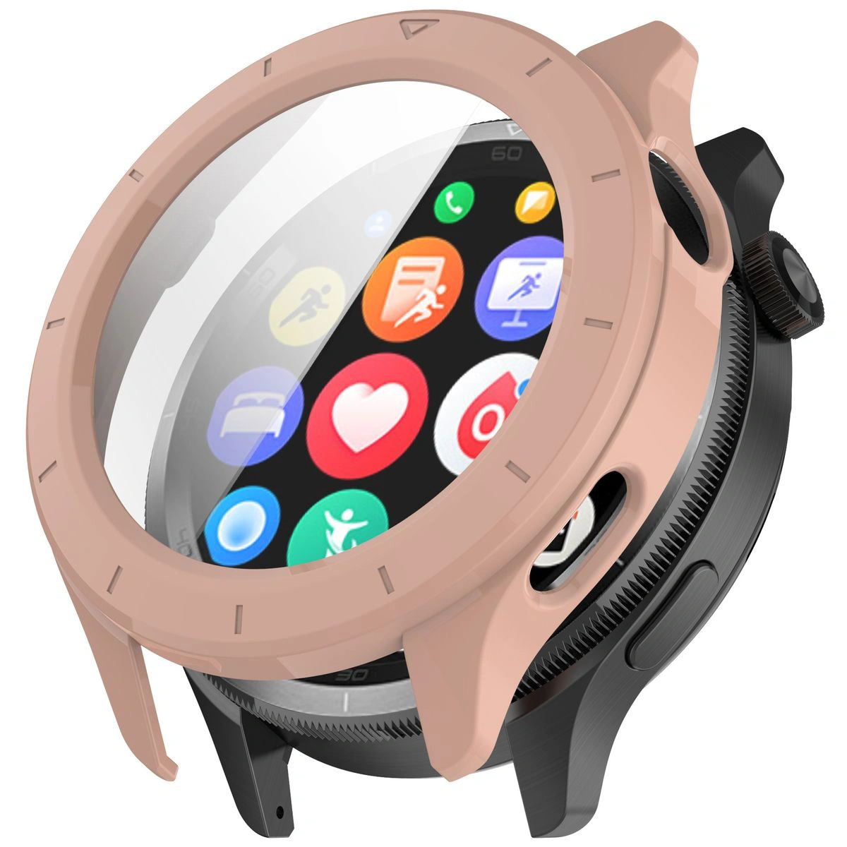 Wizualizacja nakładania etui Bizon Case+Glass Watch do Xiaomi Watch S4