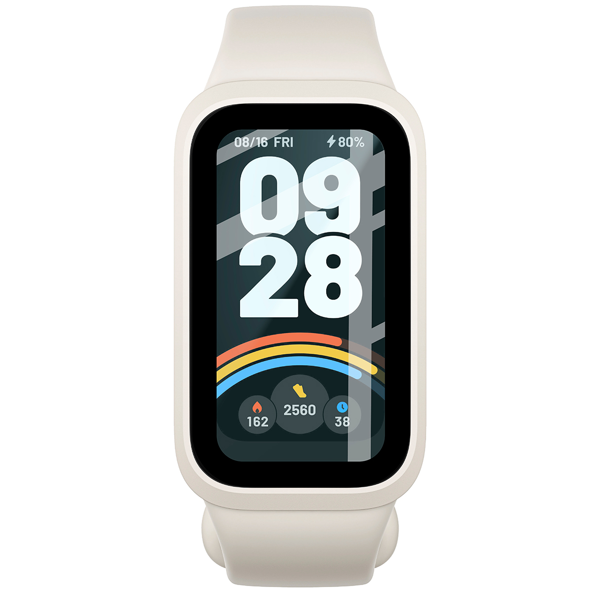 Hybridglas mit schwarzem Rahmen perfekt angepasst an Xiaomi Smart Band 9 Active / Redmi Smart Band 3