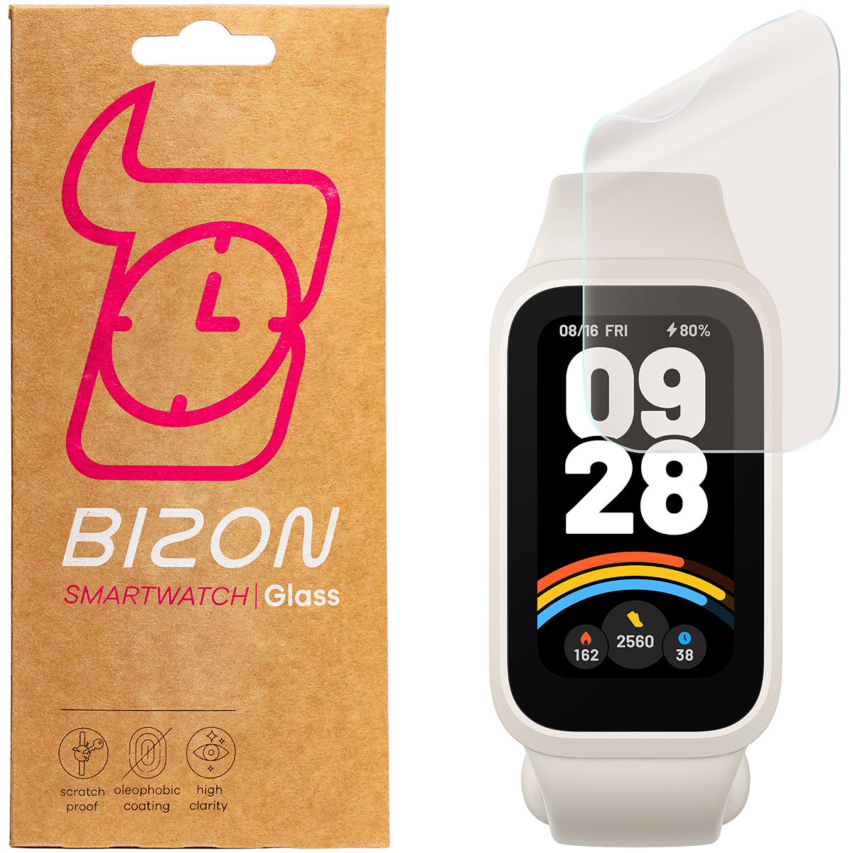 Folia matowa na ekran Bizon Glass Watch Film Sun do Xiaomi Smart Band 9 Active, 2 sztuki