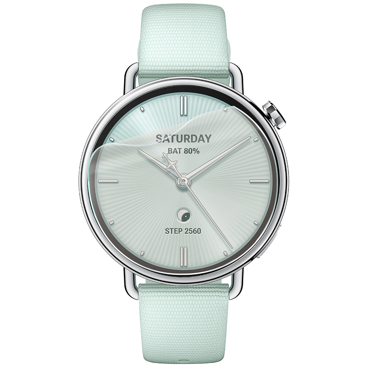 Smartwatch z nałożoną folią ochronną Bizon Glass Watch Film Sun do Xiaomi Watch S4 41 mm