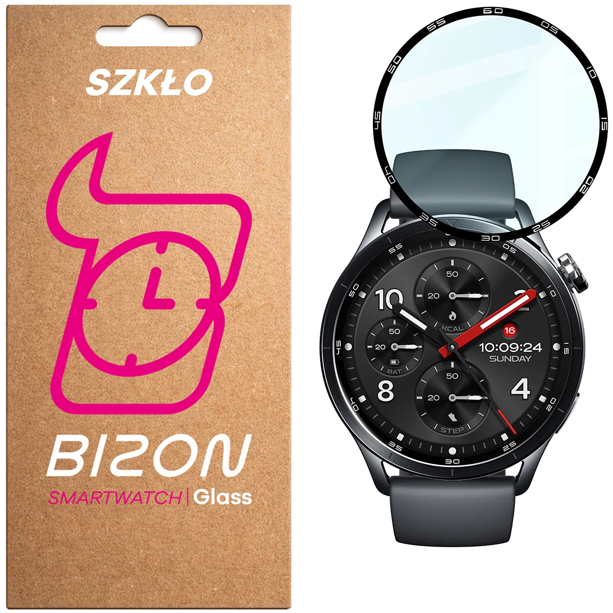 Szkło hybrydowe na smartwatch Bizon Glass Watch Edge dla Xiaomi Watch S5