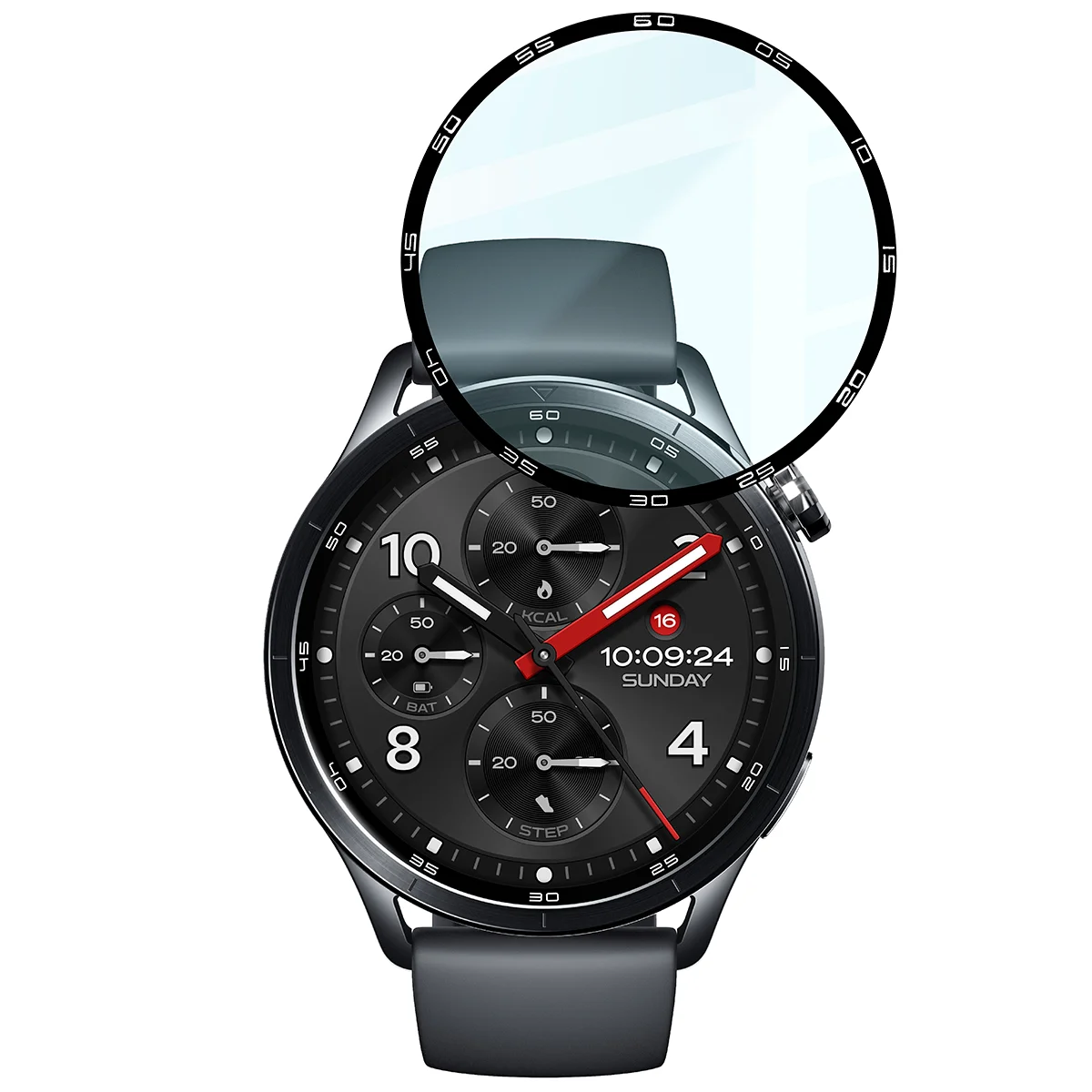 Wymiary szkła hybrydowego Bizon Glass Watch Edge dla Xiaomi Watch S5