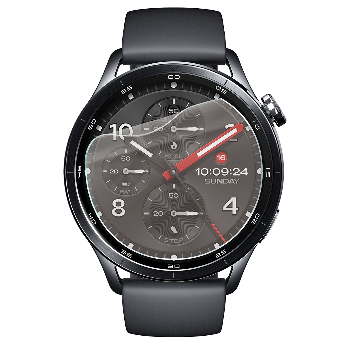Smartwatch z nałożoną folią ochronną Bizon Watch Film Matte Duo do Xiaomi Watch S5