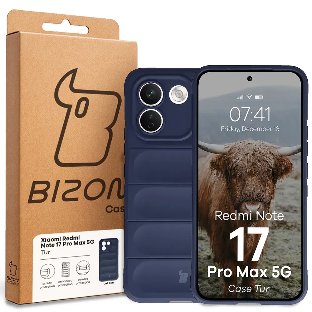 Przód pudełka Bizon Case z dedykowaną etykietą do Xiaomi Redmi Note 17 Pro Max 5G