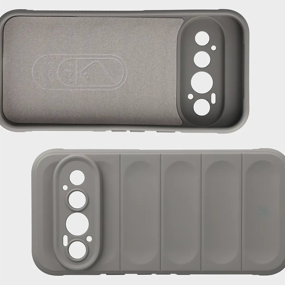 Wyściółka z mikrofibry, wyżłobienia na pleckach i wzmocnione narożniki w etui Bizon Case Tur do Google Pixel 11 Pro