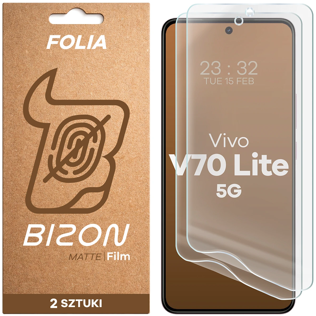 Folia matowa na ekran Bizon Film Matte Duo do Vivo V70 Lite 5G, 2 sztuki