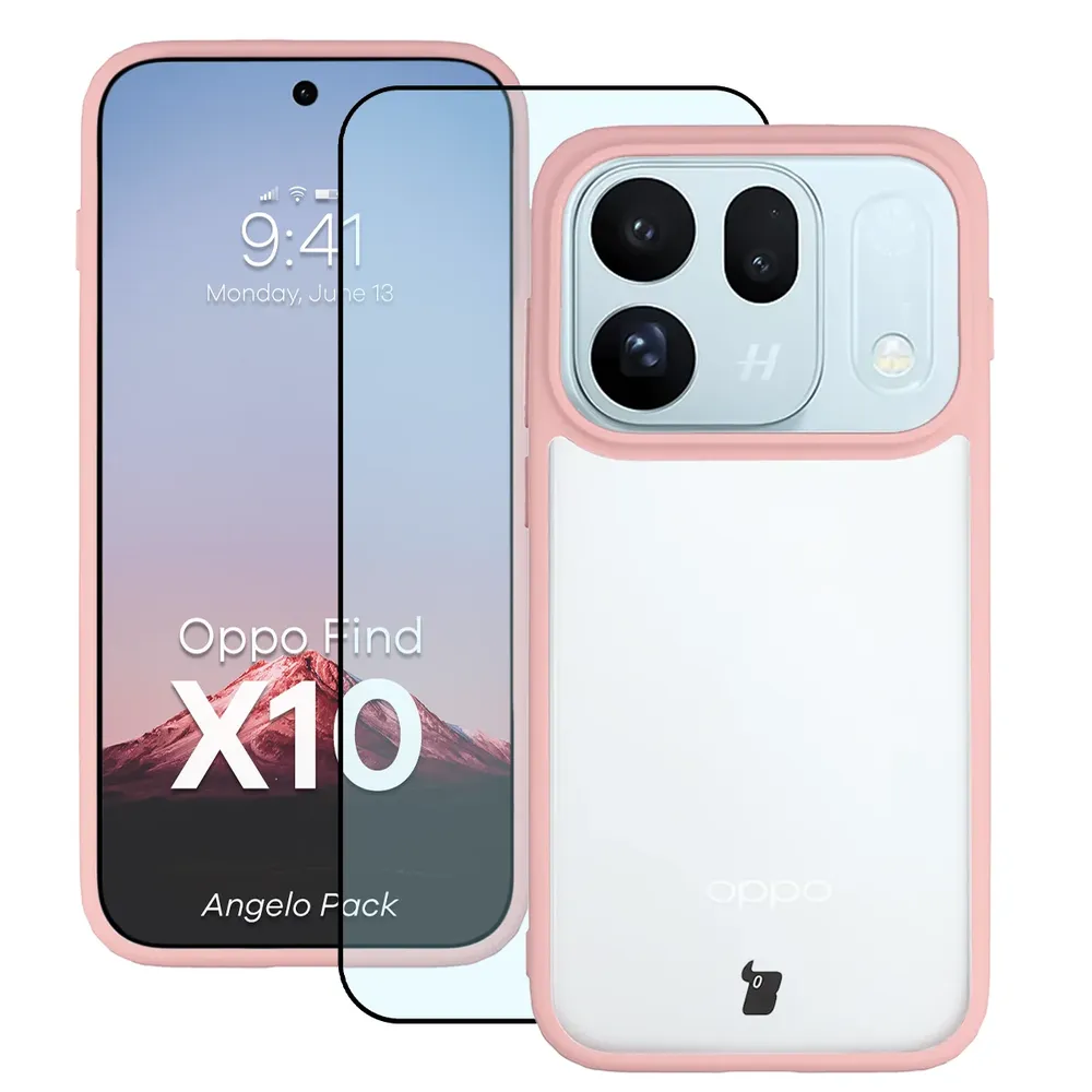Przód pudełka Bizon Case Angelo Pack z dedykowaną etykietą do OPPO Find X10