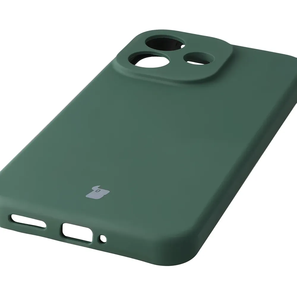Zbliżenie na precyzyjne wycięcia i możliwość ładowania indukcyjnego w etui Bizon Soft Case do Xiaomi Redmi Note 17 Pro 5G