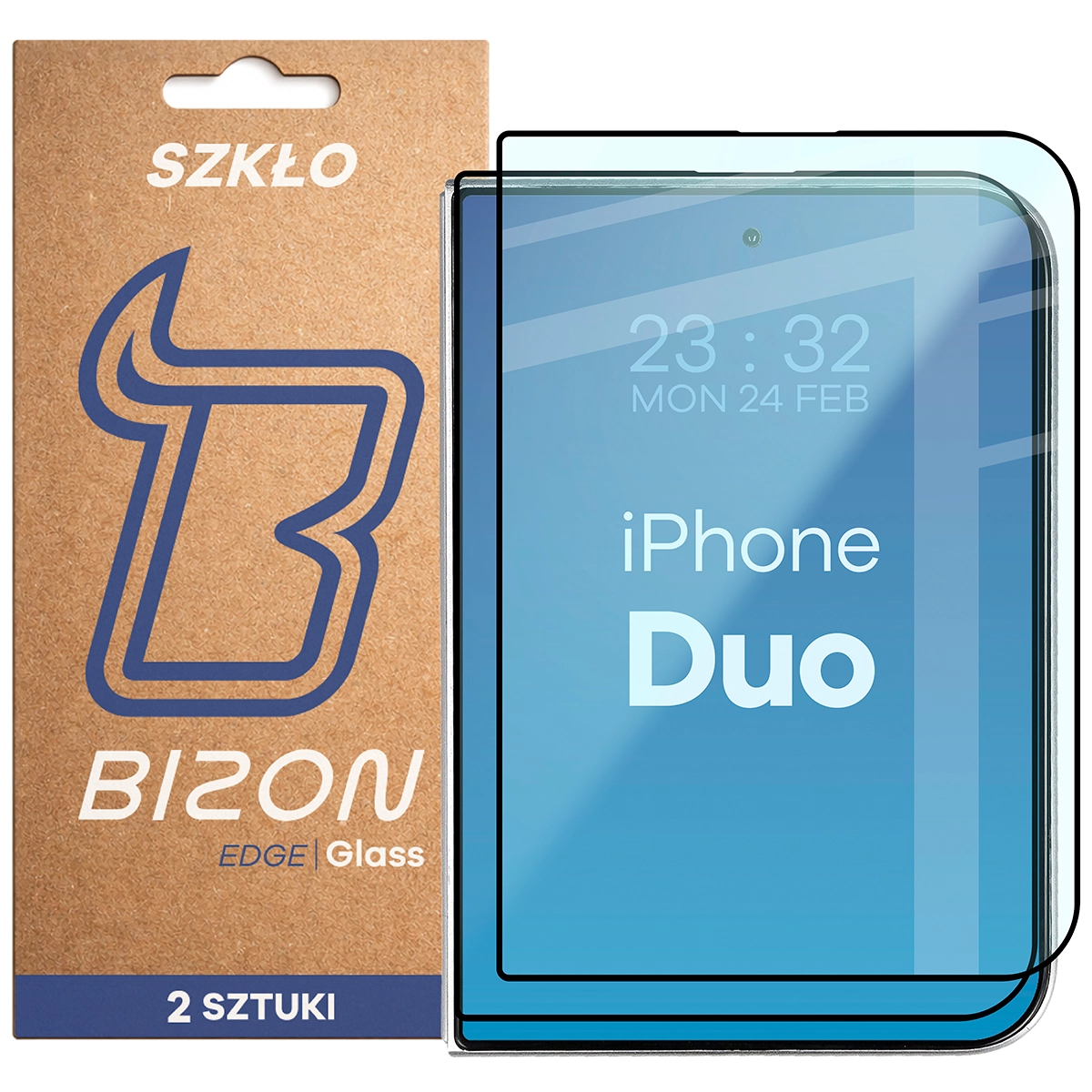 Szkło hartowane na cały ekran Bizon Glass Edge Duo dla iPhone Duo