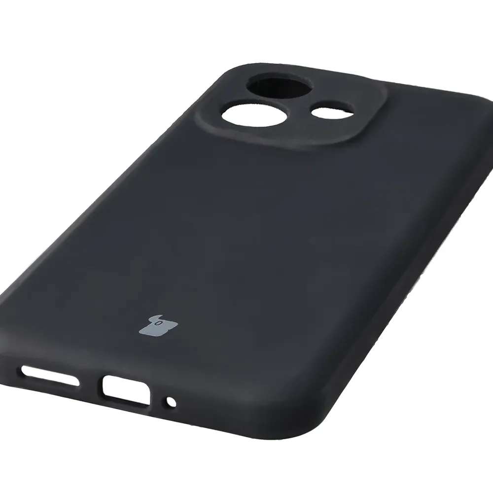 Zbliżenie na precyzyjne wycięcia i możliwość ładowania indukcyjnego w etui Bizon Soft Case do Xiaomi Redmi Note 17 4G/5G