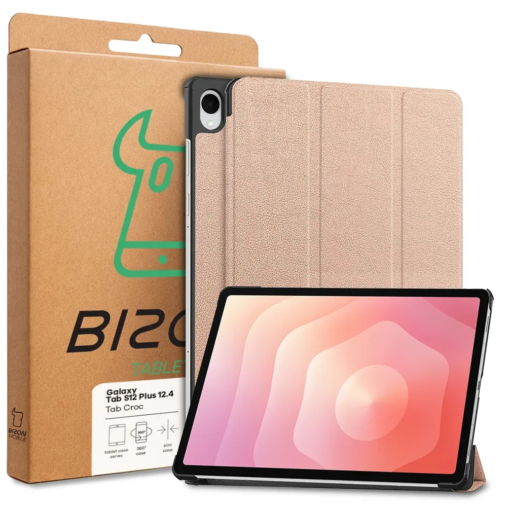 Przód pudełka Bizon Case z dedykowaną etykietą do Galaxy Tab S12 Plus
