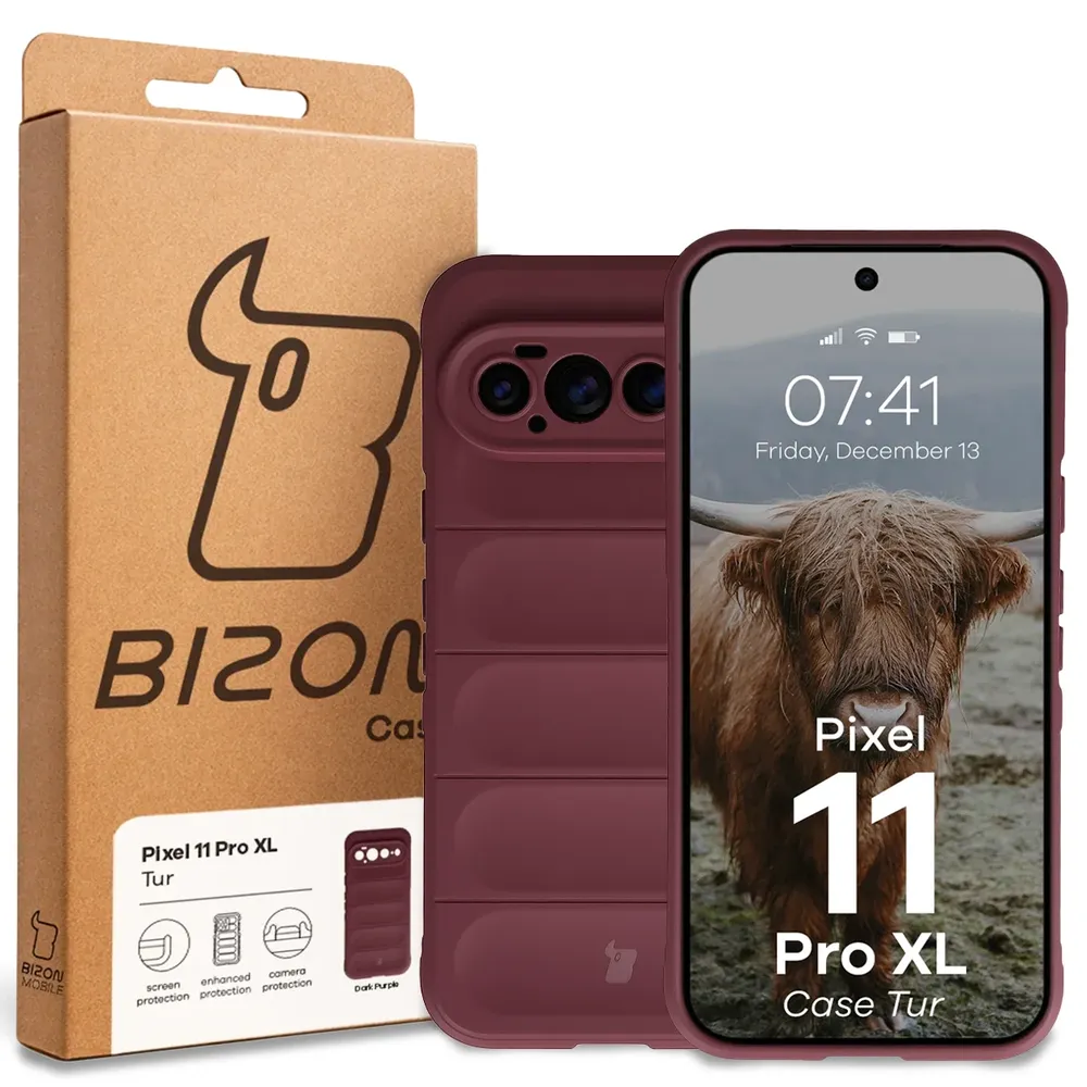 Przód pudełka Bizon Case z dedykowaną etykietą do Google Pixel 11 Pro XL