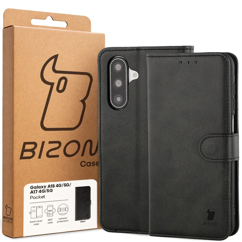 Przód pudełka Bizon Case z dedykowaną etykietą do Galaxy A18 4G/5G / A17 4G/5G