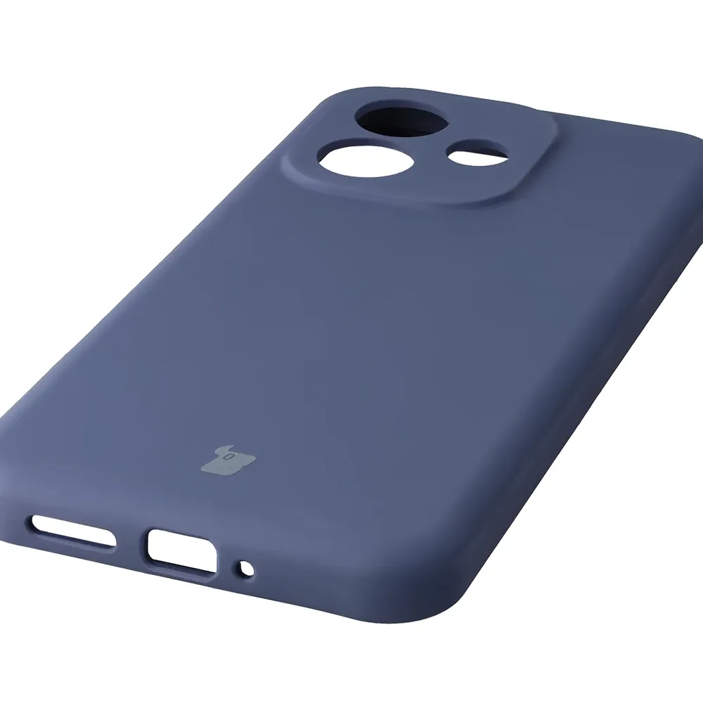 Zbliżenie na precyzyjne wycięcia i możliwość ładowania indukcyjnego w etui Bizon Soft Case do Xiaomi Redmi Note 17 4G/5G