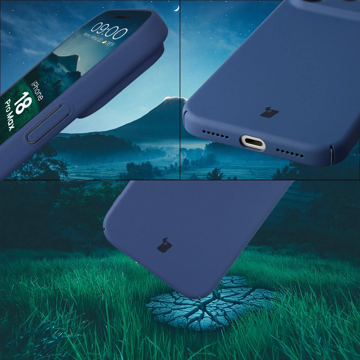 Zintegrowane osłony na przyciski, wycięcia i twardy materiał etui Bizon Case Łupka do iPhone 18 Pro Max