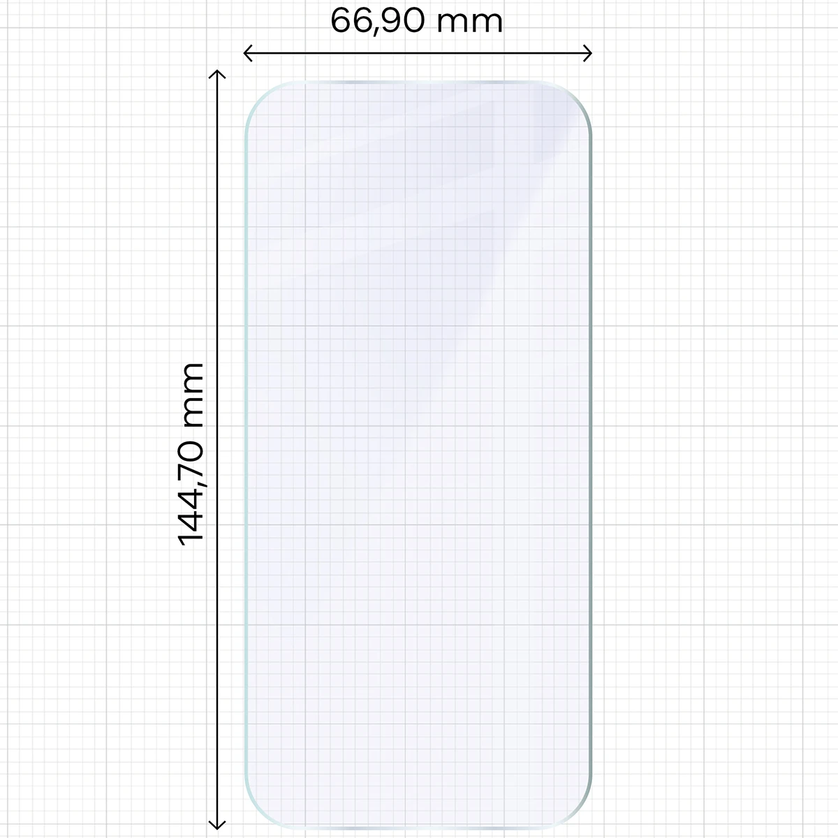 Miarka z wymiarami szkła hybrydowego Bizon Hybrid Mule Duo do iPhone 18 Pro