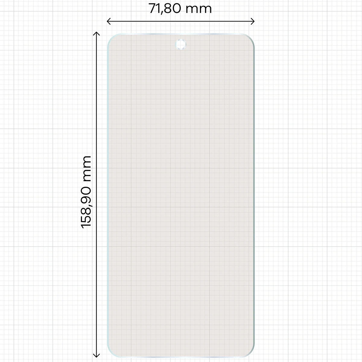 Miarka z wymiarami folii matowej Bizon Film Matte Duo do Vivo V70 Lite 5G