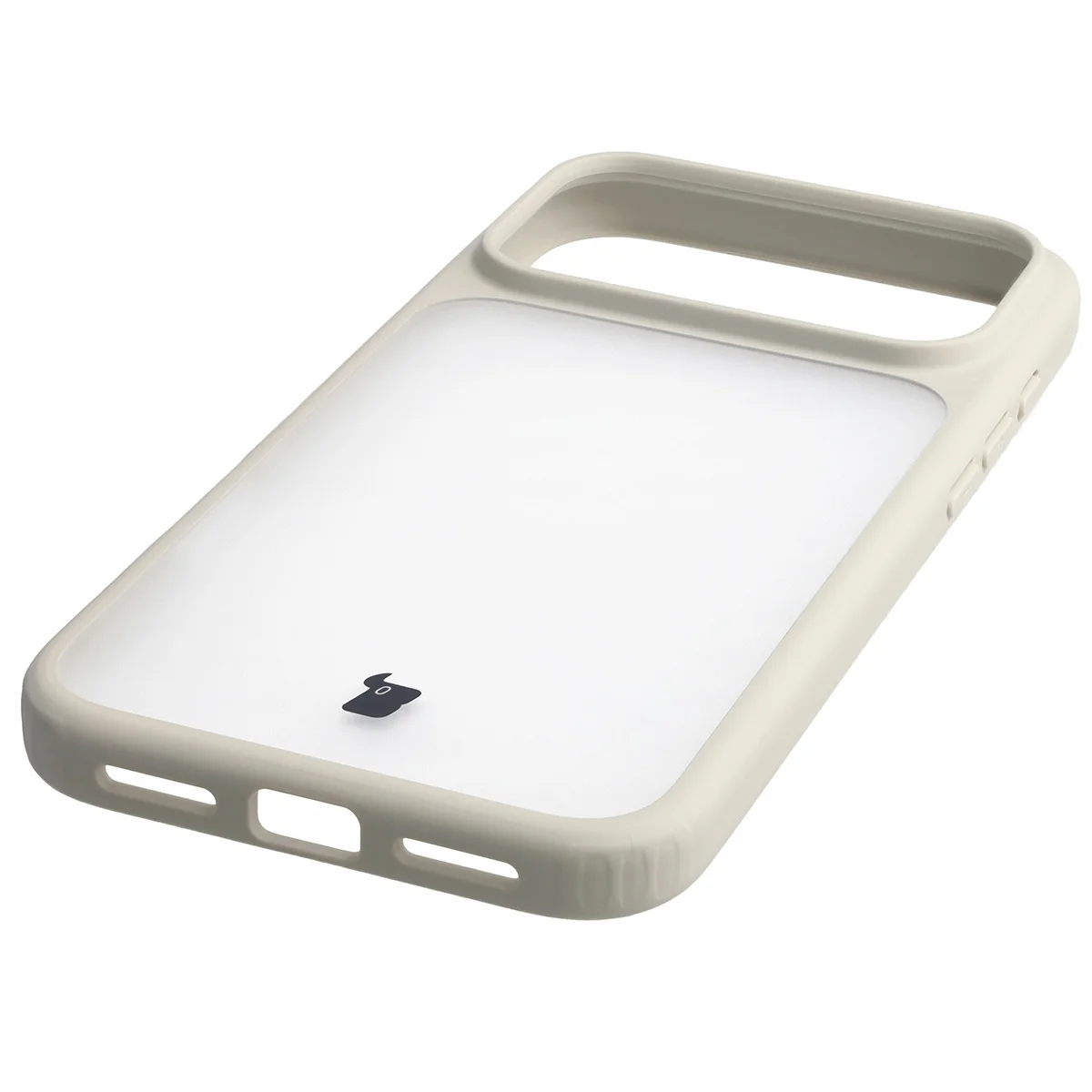 Zintegrowane przyciski, wycięcia i hybrydowy materiał w etui Bizon Case Angelo do iPhone 18 Pro Max / 17 Pro Max