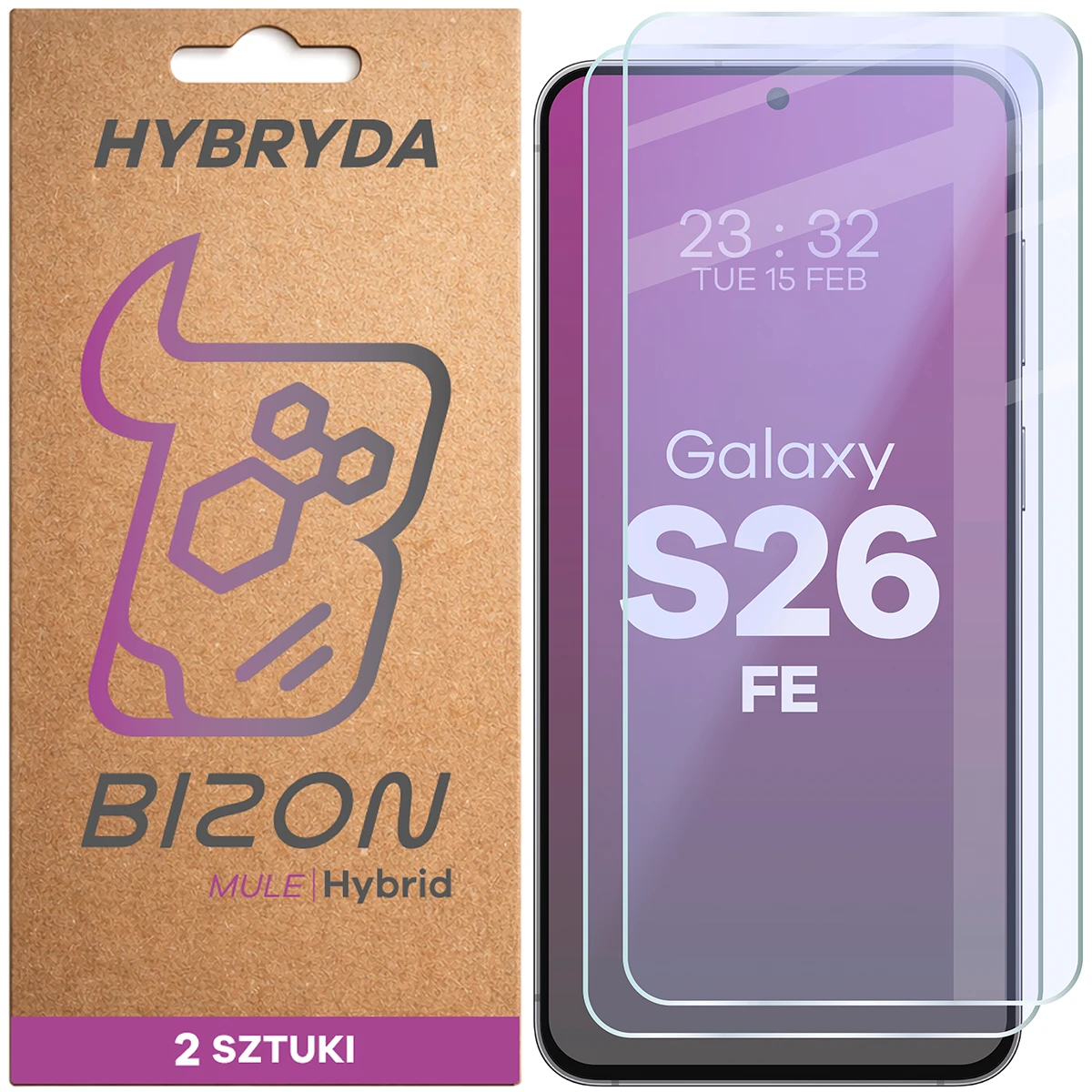 Elastyczne szkło hybrydowe Bizon Hybrid Mule Duo do Galaxy S26 FE, 2 sztuki