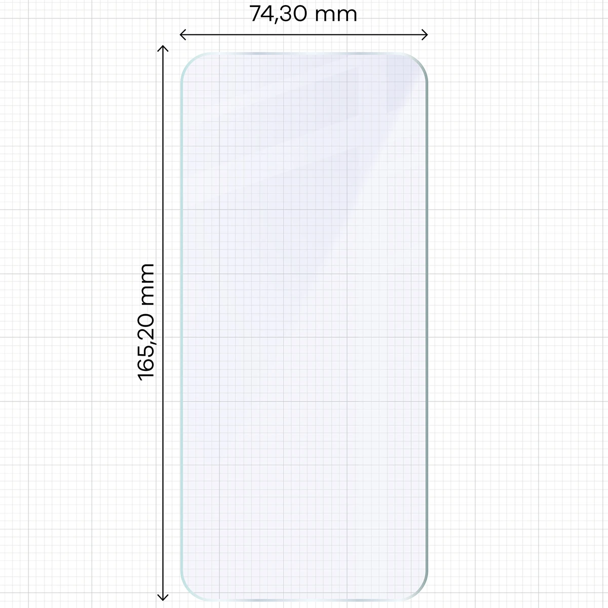 Miarka z wymiarami szkła hybrydowego Bizon Hybrid Mule do Xiaomi Redmi Note 17 5G / 4G