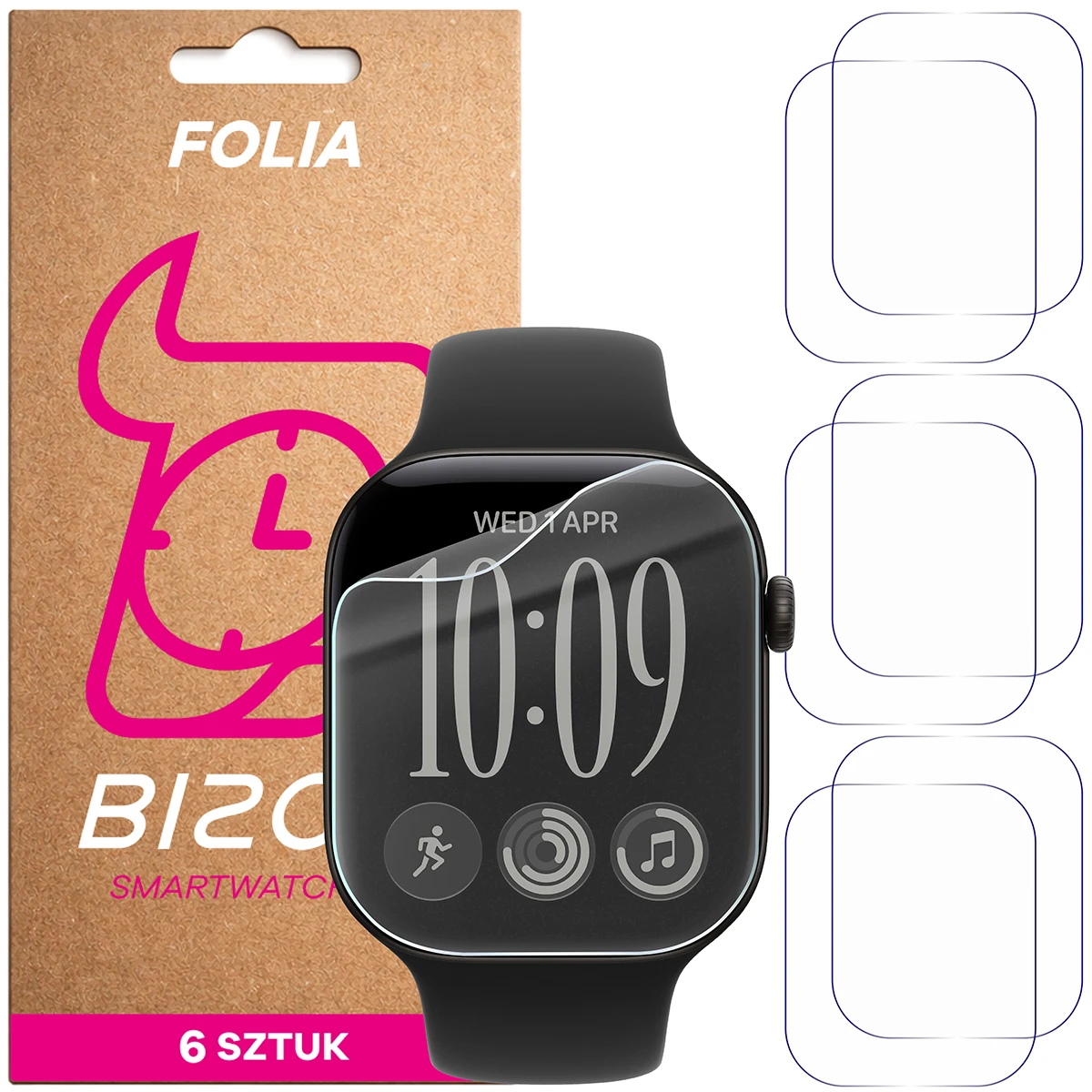 Folia hydrożelowa Bizon Watch Film HydroFlex dla Apple Watch Series 12 46mm