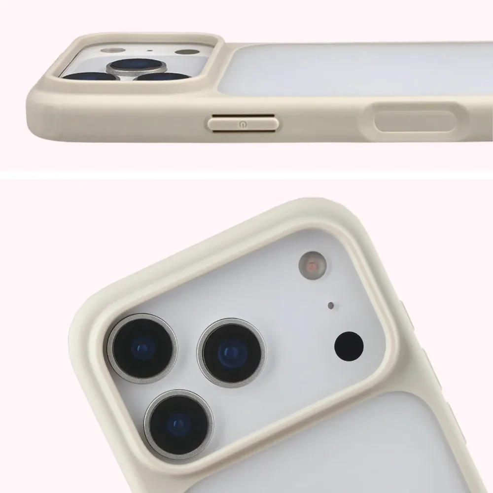 Pełne wycięcie i podwyższone krawędzie aparatu w etui Bizon Case Angelo do iPhone 18 Pro / 17 Pro