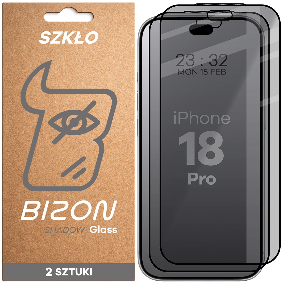 Szkło prywatyzujące Bizon Glass Edge Shadow Duo do iPhone 18 Pro