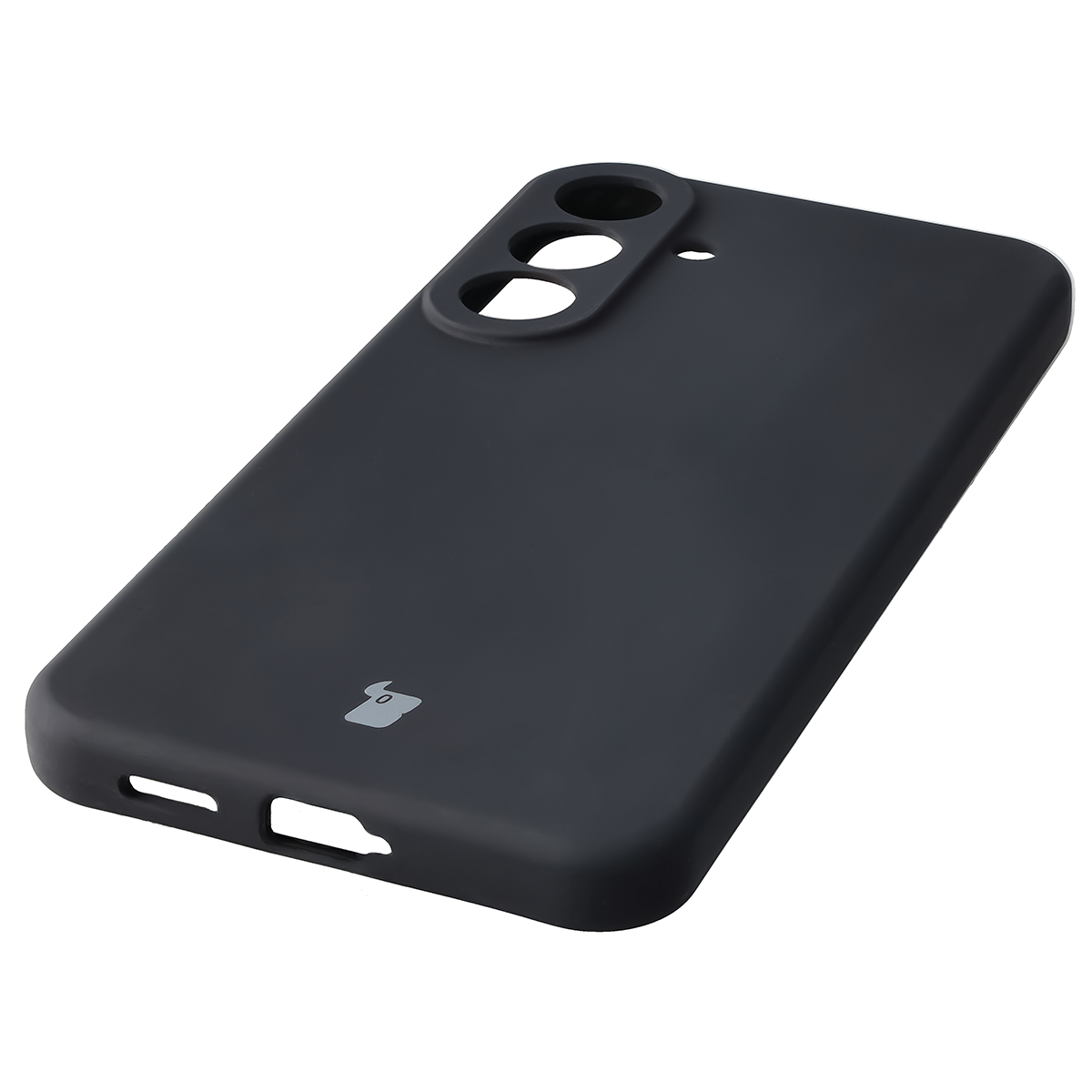 Zbliżenie na precyzyjne wycięcia i możliwość ładowania indukcyjnego w etui Bizon Soft Case do Galaxy S26 FE