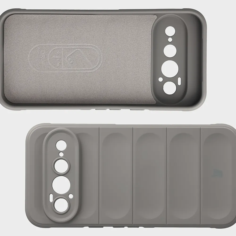Wyściółka z mikrofibry, wyżłobienia na pleckach i wzmocnione narożniki w etui Bizon Case Tur do Google Pixel 11 Pro XL