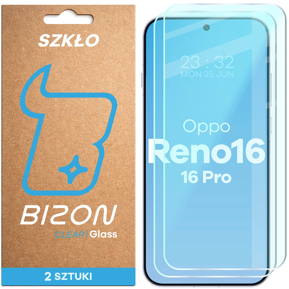 Szkło hartowane Bizon Glass Clear Duo do OPPO Reno16 Pro / OPPO Reno16