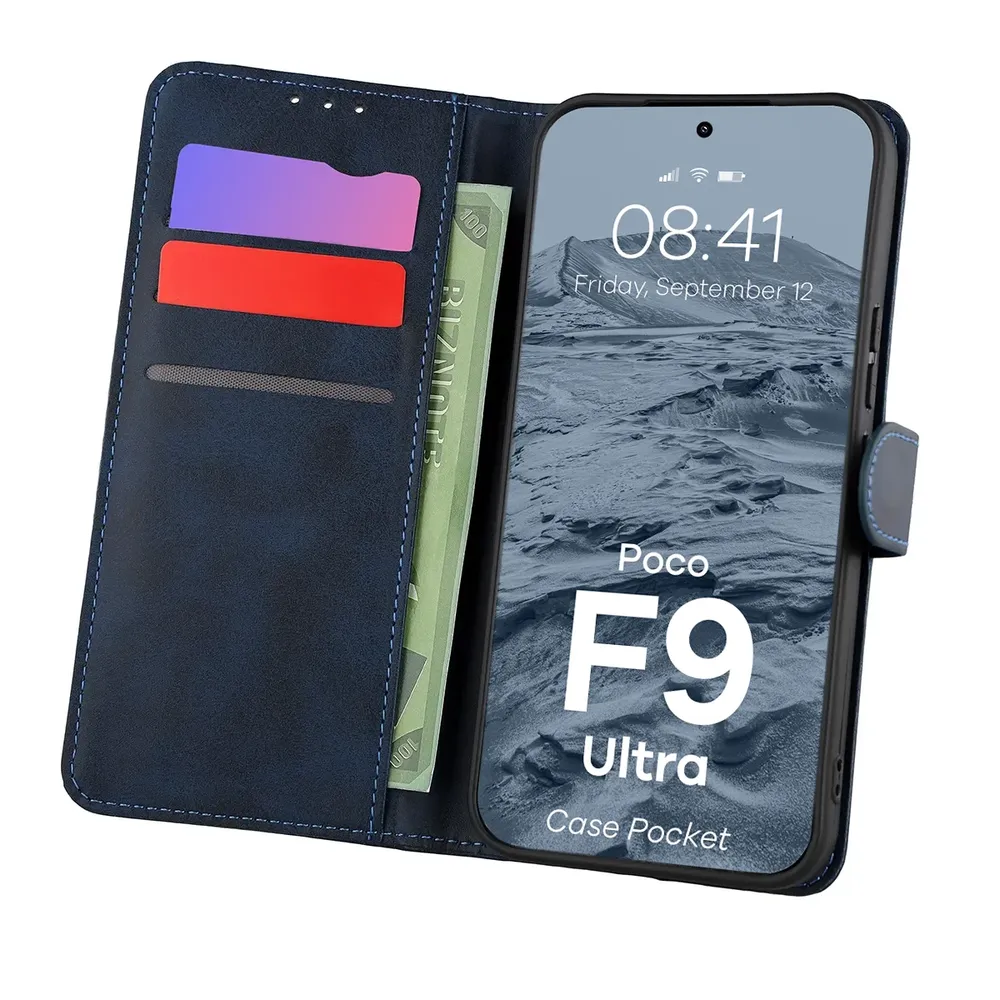 Etui z klapką z miejscem na karty Bizon Case Pocket do Xiaomi POCO F9 Ultra
