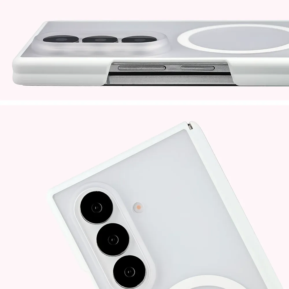 Pełne wycięcie i podwyższone krawędzie aparatu w etui Bizon Case MatteO do Galaxy Z Fold8 Ultra / Z Fold7
