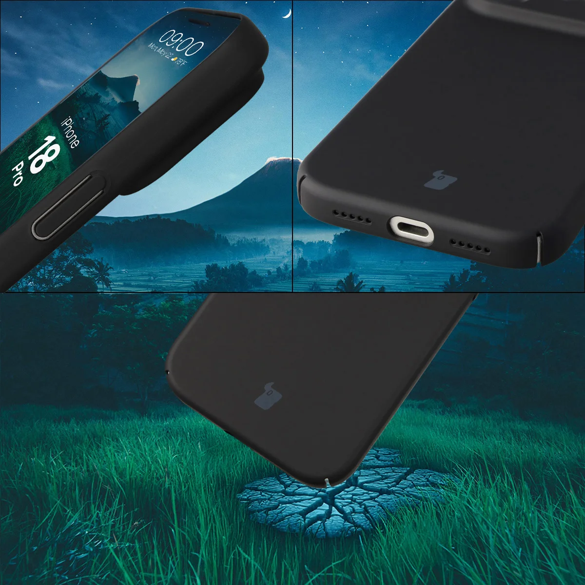 Zintegrowane osłony na przyciski, wycięcia i twardy materiał etui Bizon Case Łupka do iPhone 18 Pro