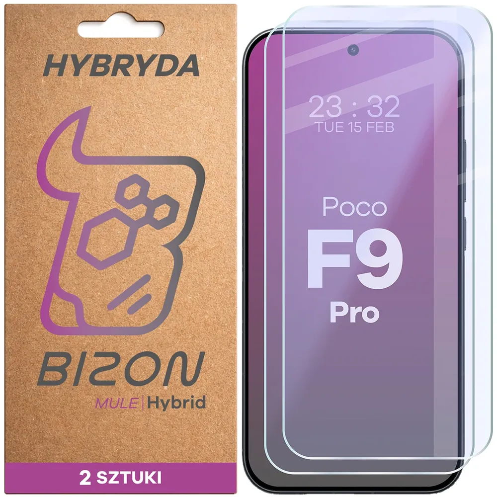 Elastyczne szkło hybrydowe Bizon Hybrid Mule Duo do Xiaomi POCO F9 Pro, 2 sztuki