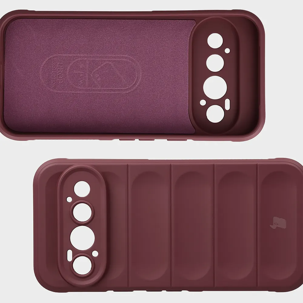 Wyściółka z mikrofibry, wyżłobienia na pleckach i wzmocnione narożniki w etui Bizon Case Tur do Google Pixel 11 Pro