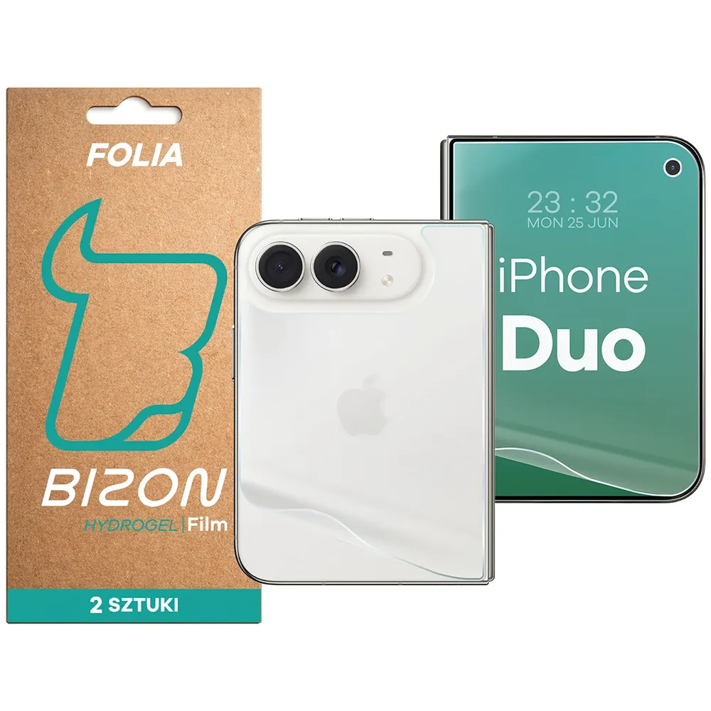 Zestaw folii hydrożelowych na plecki i wyświetlacz telefonu Bizon Film Hydrogel Pack do iPhone Duo, 2 sztuki