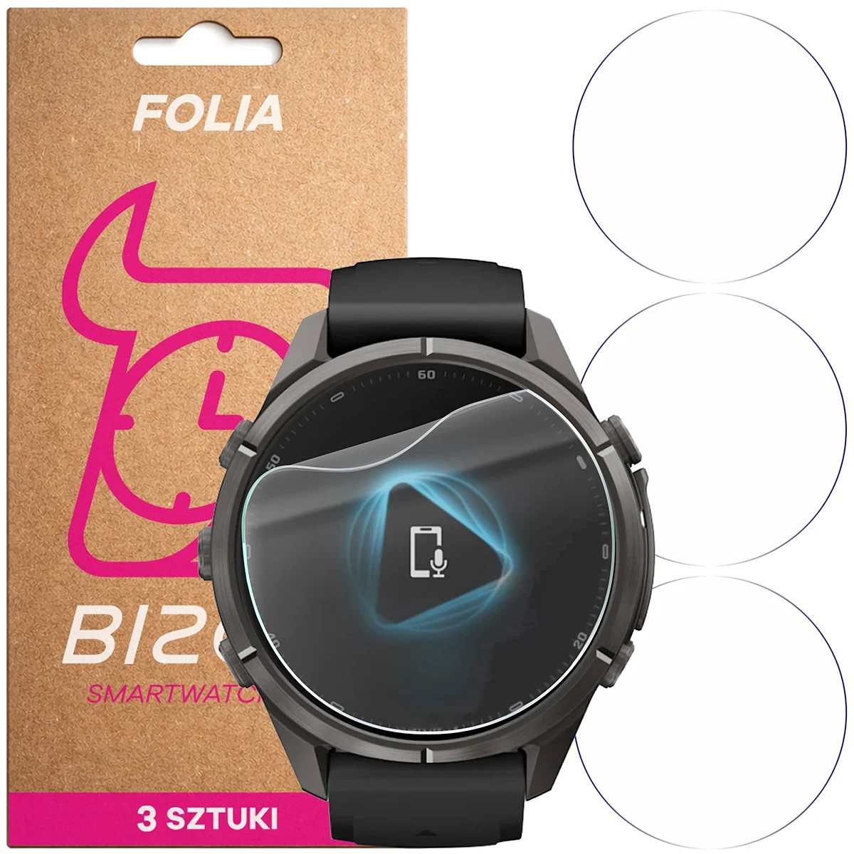Folia hydrożelowa Bizon Watch Film HydroFlex dla Garmin Fenix 9 Pro (43 mm)