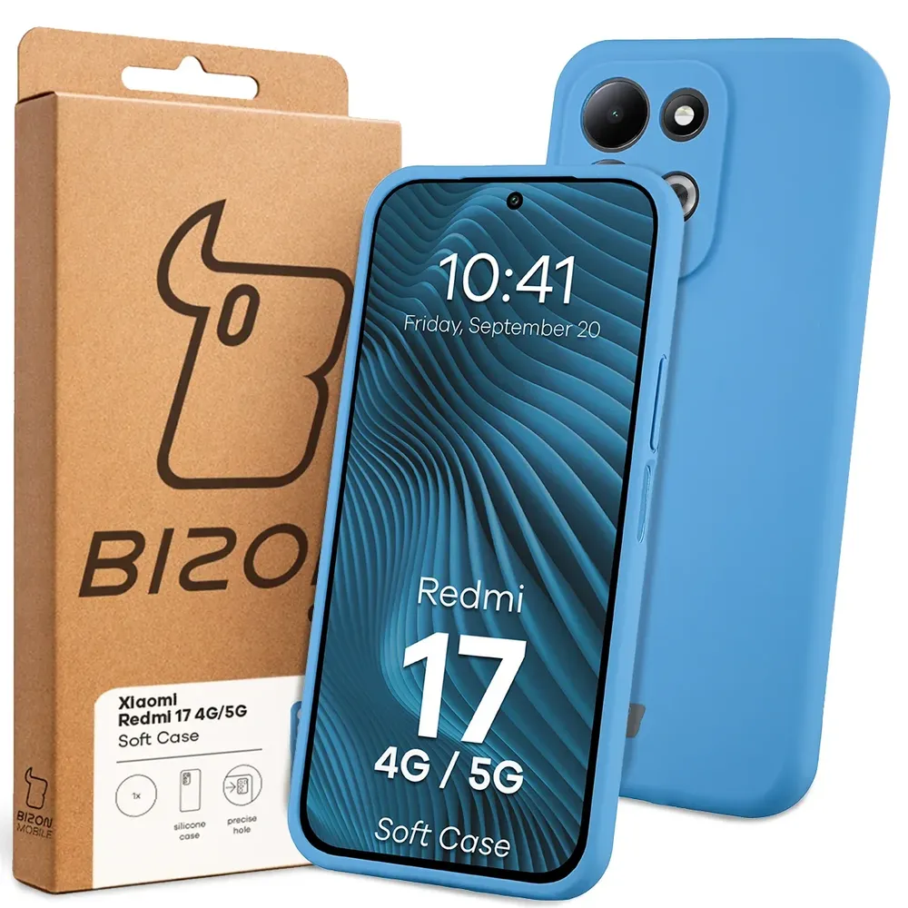 Przód pudełka Bizon Case z dedykowaną etykietą do Xiaomi Redmi 17 5G / 4G