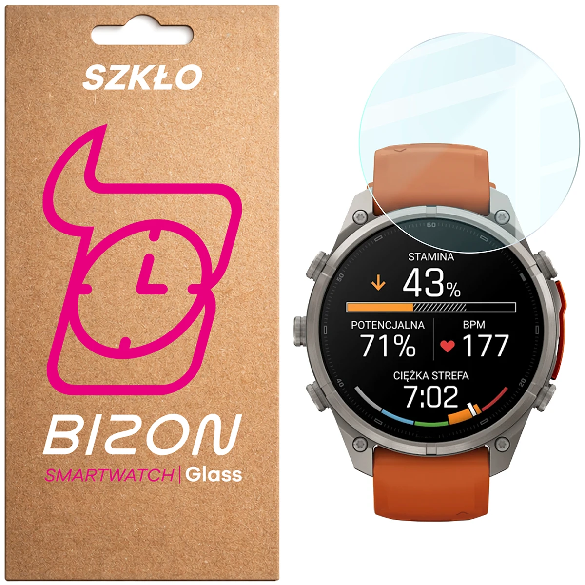 Szkło hartowane na ekran Bizon Watch Glass Clear do Garmin Fenix 9 Pro AMOLED (47 mm)