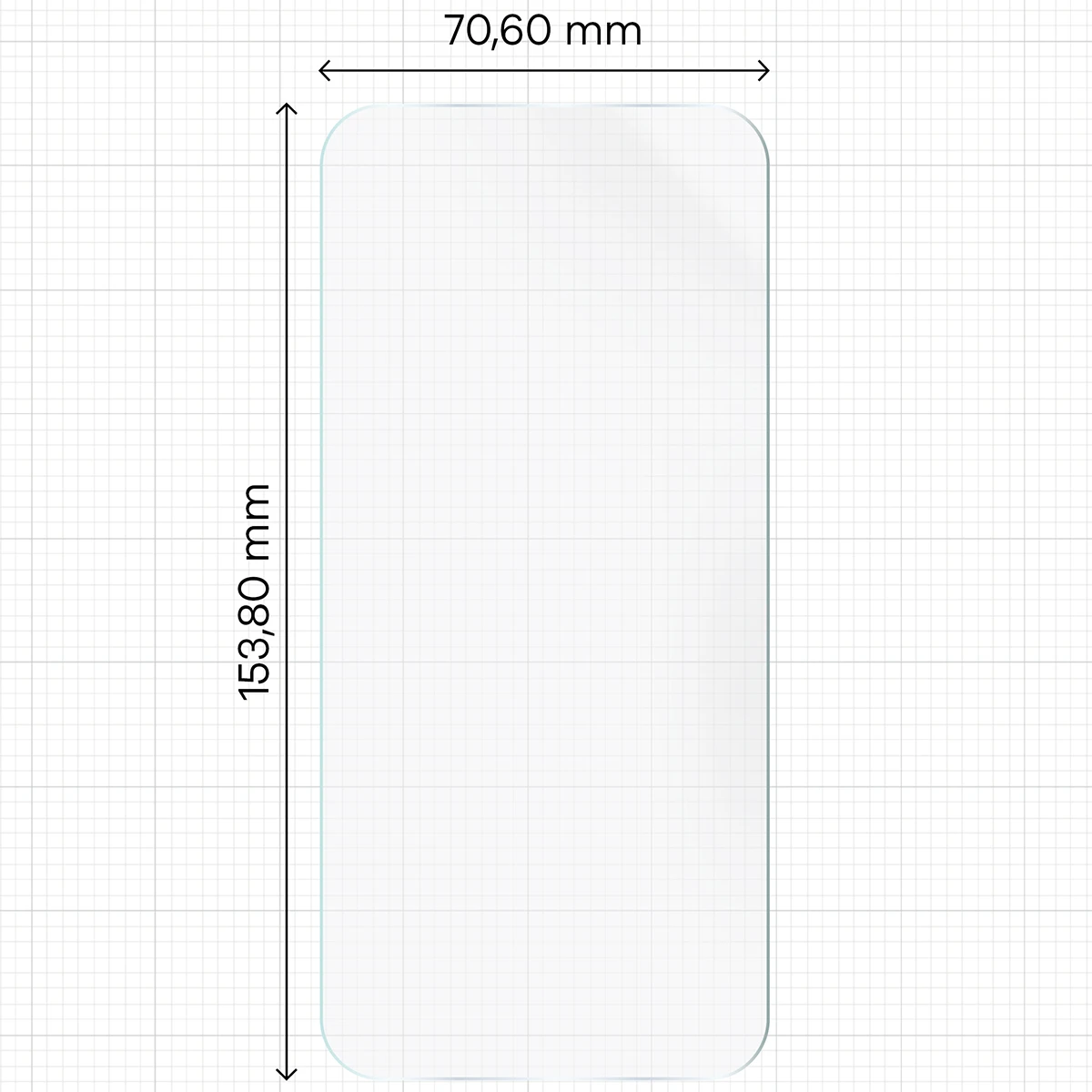 Miarka z wymiarami folii hydrożelowej Bizon Film Hydrogel Front do Xiaomi POCO F9 Pro